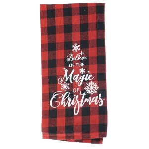 Black and Red Believe In The Magic of Christmas Kitchen Towel